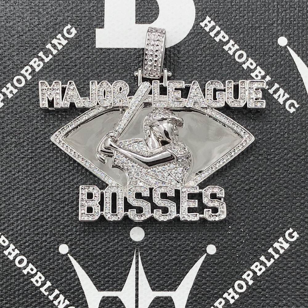 Major League Bosses CZ Hip Hop Bling Bling Pendant White Gold HipHopBling