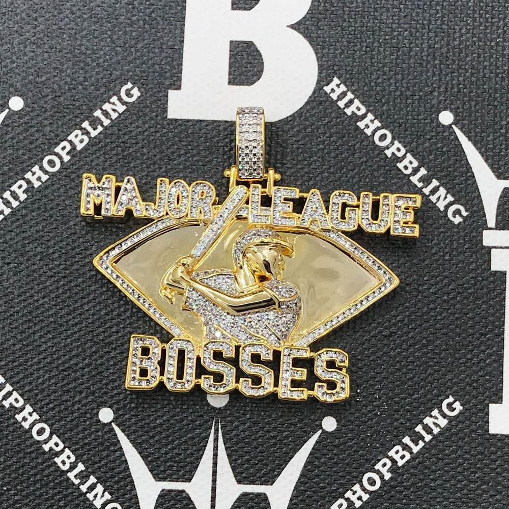 Major League Bosses CZ Hip Hop Bling Bling Pendant Yellow Gold HipHopBling