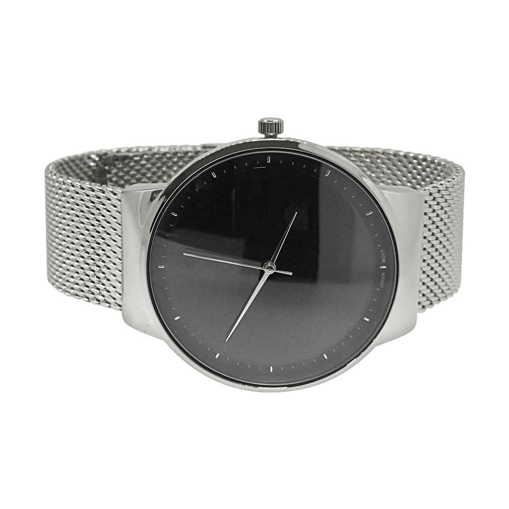 Minimalistic Black Dial Silver Mesh Band Watch – HipHopBling