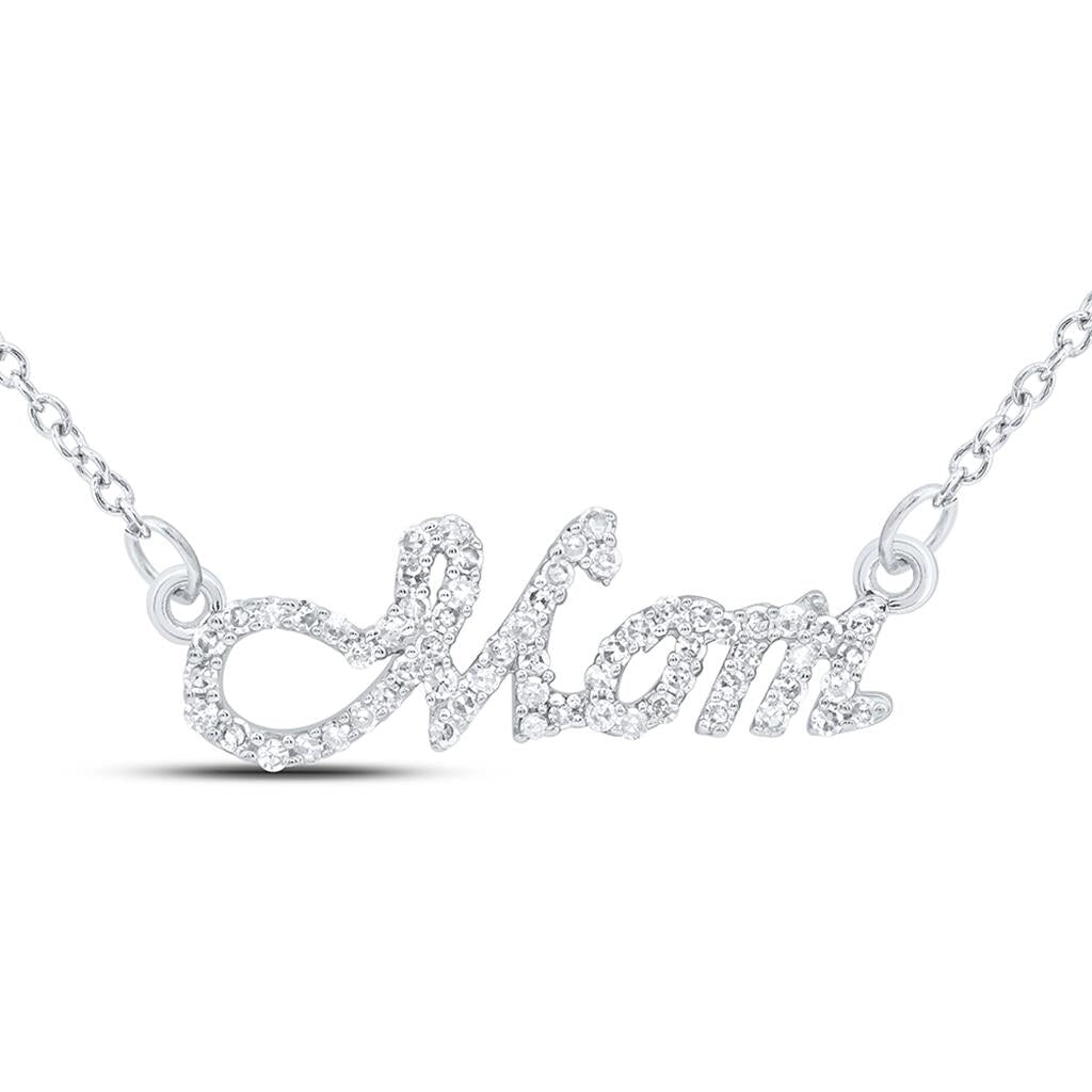 Mom .20cttw Diamond Pendant Necklace 10K Gold 10K White Gold HipHopBling