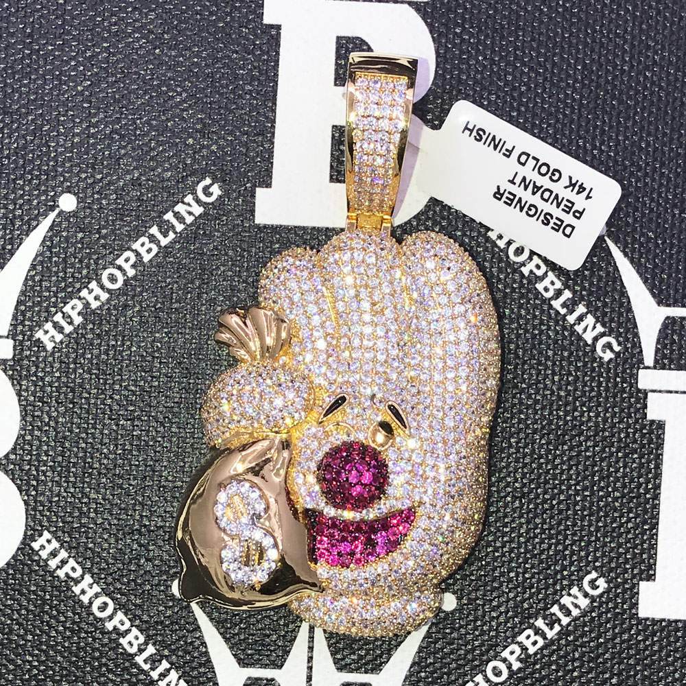 Money Glove CZ Hip Hop Bling Bling Pendant Yellow Gold HipHopBling