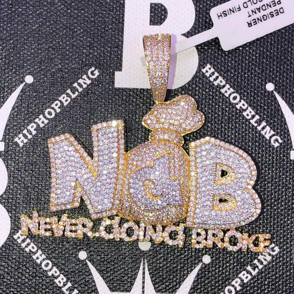 Never Going Broke CZ Hip Hop Bling Bling Pendant HipHopBling