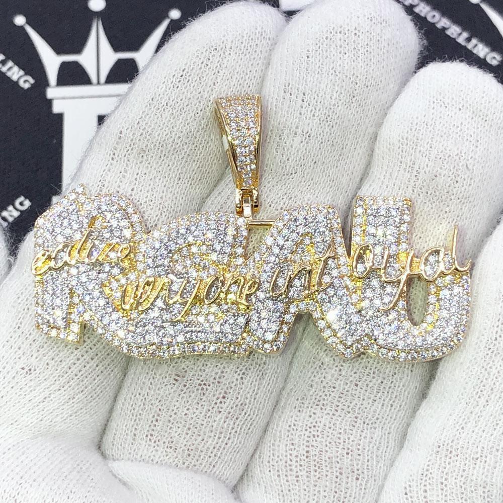 REAL Realize Everyone Aint Loyal VVS CZ Hip Hop Pendant Yellow Gold HipHopBling