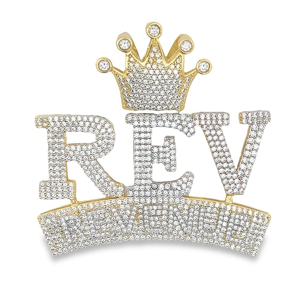 REV Revenue Crown VVS CZ Hip Hop Bling Pendant 3 Tone HipHopBling