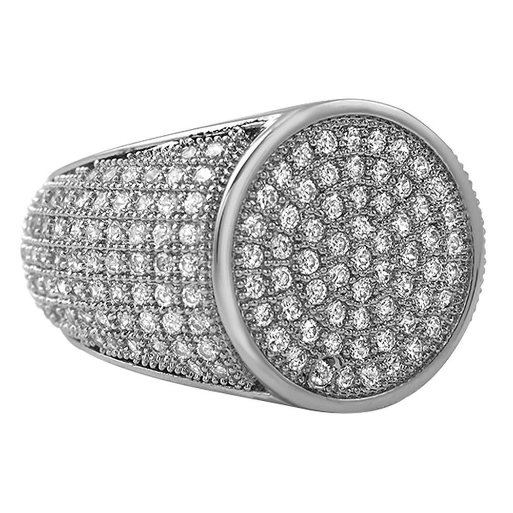 Round Rhodium Cz Micro Pave Bling Ring Hiphopbling