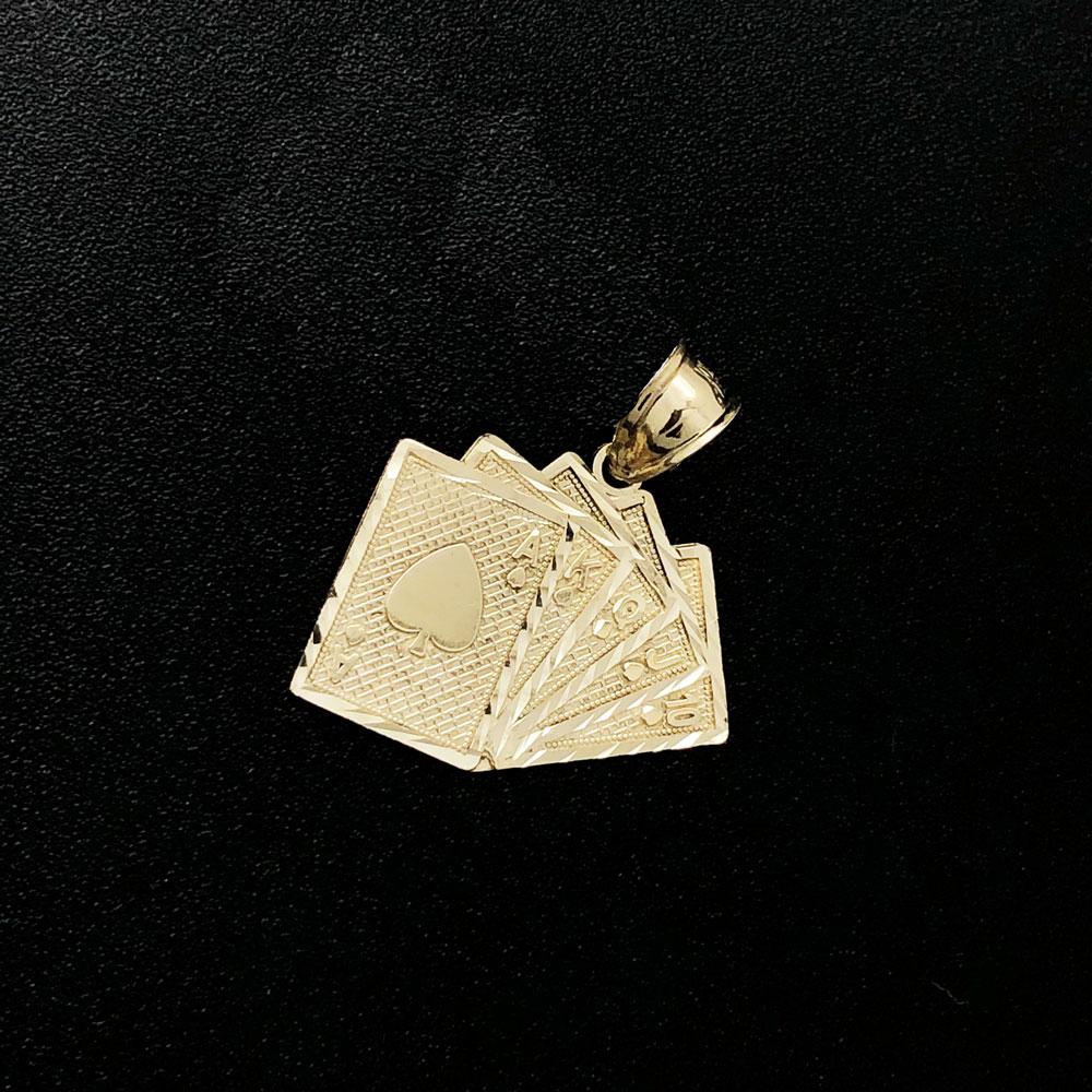 Royal Flush Small DC 10K Yellow Gold Pendant HipHopBling