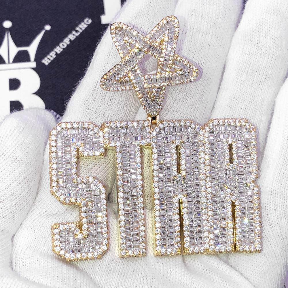 Flawless Star Baguette Medallion CZ Iced Out Pendant