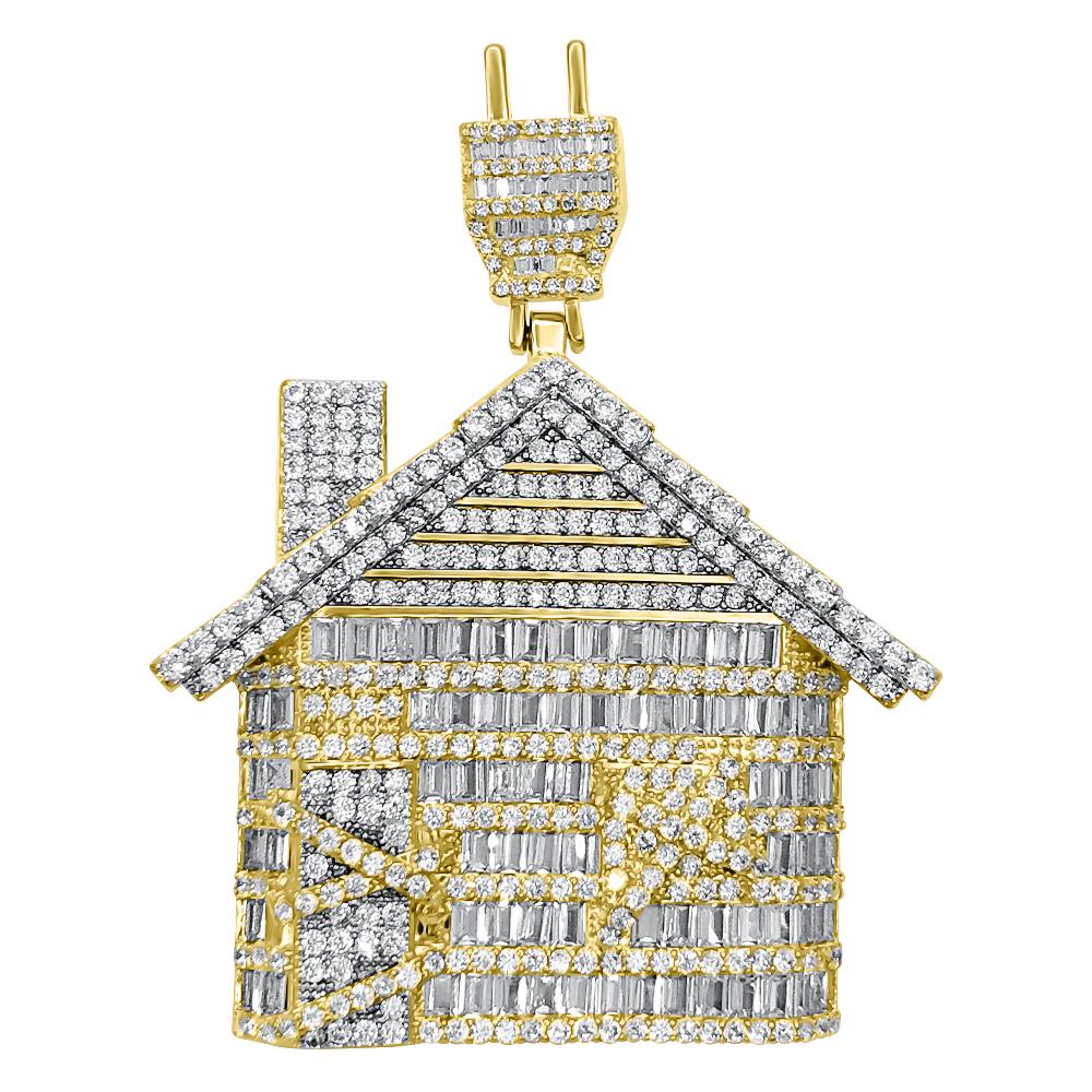 Trap House Baguette CZ Iced Out Pendant HipHopBling